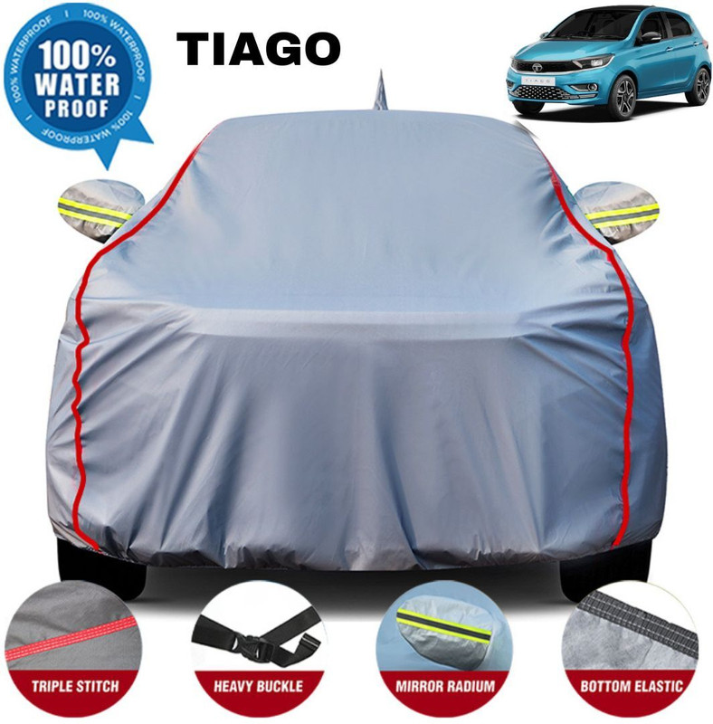 Otoroys Car Cover For Tata Tiago, Tiago JTP, Tiago NRG, Tiago Revotron XB, Tiago Revotron XE, Tiago Revotron XM, Tiago Revotroq XB, Tiago XZ Plus Petrol (With Mirror Pockets)(Grey, For 2016, 2017, 2018, 2019, 2020, 2021, 2022, 2023, 2024, 2025 Models)
