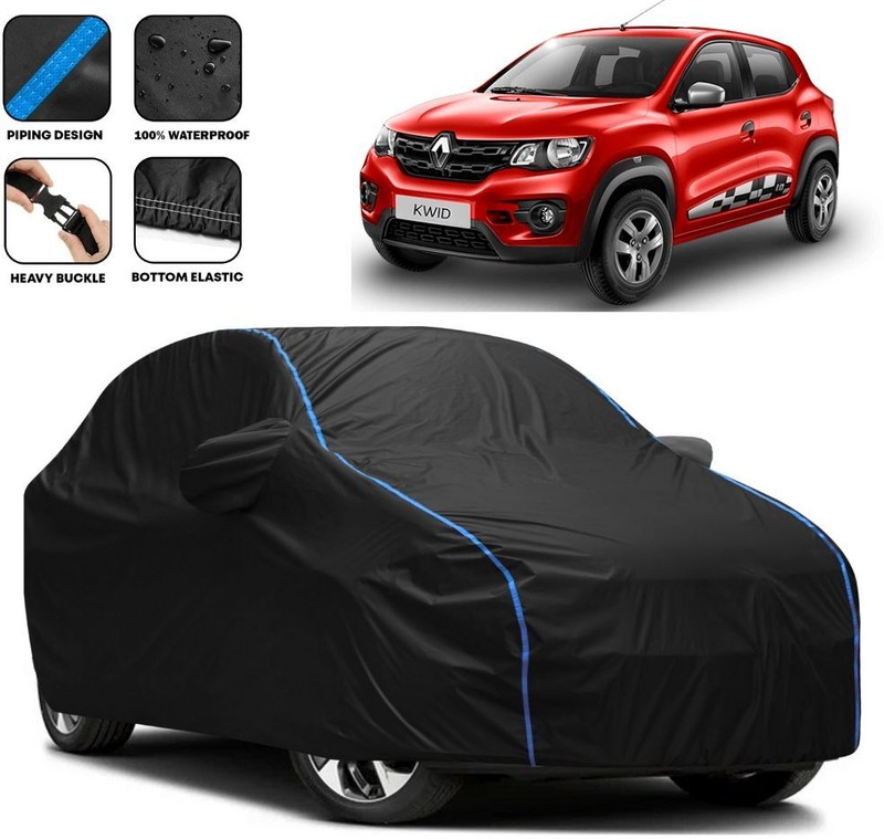 Autohaux Car Cover For Renault Kwid Climber 1.0 AMT (With Mirror Pockets)(Black, Blue)