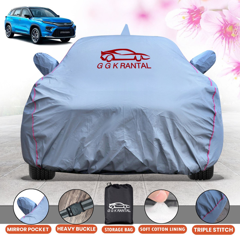 G G K RANTAL Car Cover For Toyota Urban Cruiser Hyryder (With Mirror Pockets)(Grey)