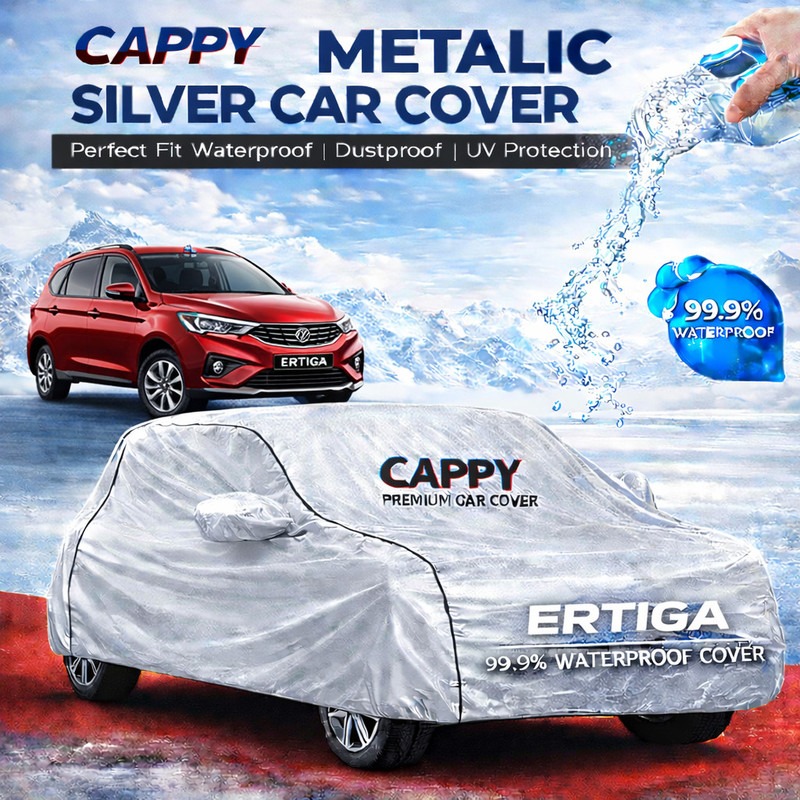 cappy Car Cover For Maruti Ertiga (With Mirror Pockets)(Silver, Black, For 2017, 2018, 2019, 2020, 2021, 2022, 2023, 2024, 2025 Models)