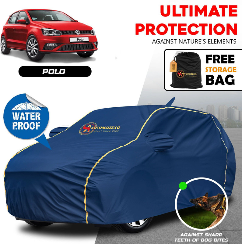 AUTOMOZEXO Car Cover For Volkswagen Polo, Polo 1.5 TDI Comfortline, Polo 1.5 TDI Trendline, Polo 1.6 L, Polo GT, Polo Split (With Mirror Pockets)(Blue)