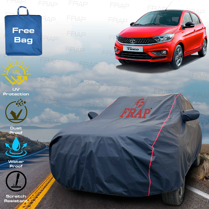 Frap Car Cover For Tata Tiago, Tiago Facelift, Tiago EV, Tiago NRG, Tiago XE Petrol (With Mirror Pockets)(Blue, Red, For 2015, 2016, 2017, 2018, 2019, 2020, 2021, 2022 Models)