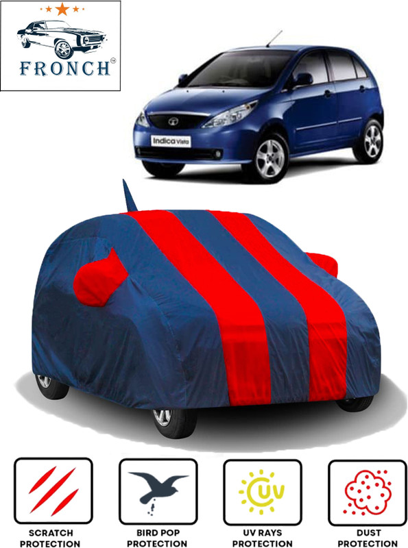 FRONCH Car Cover For Tata Vista, Indica Vista (With Mirror Pockets)(Red, Blue)