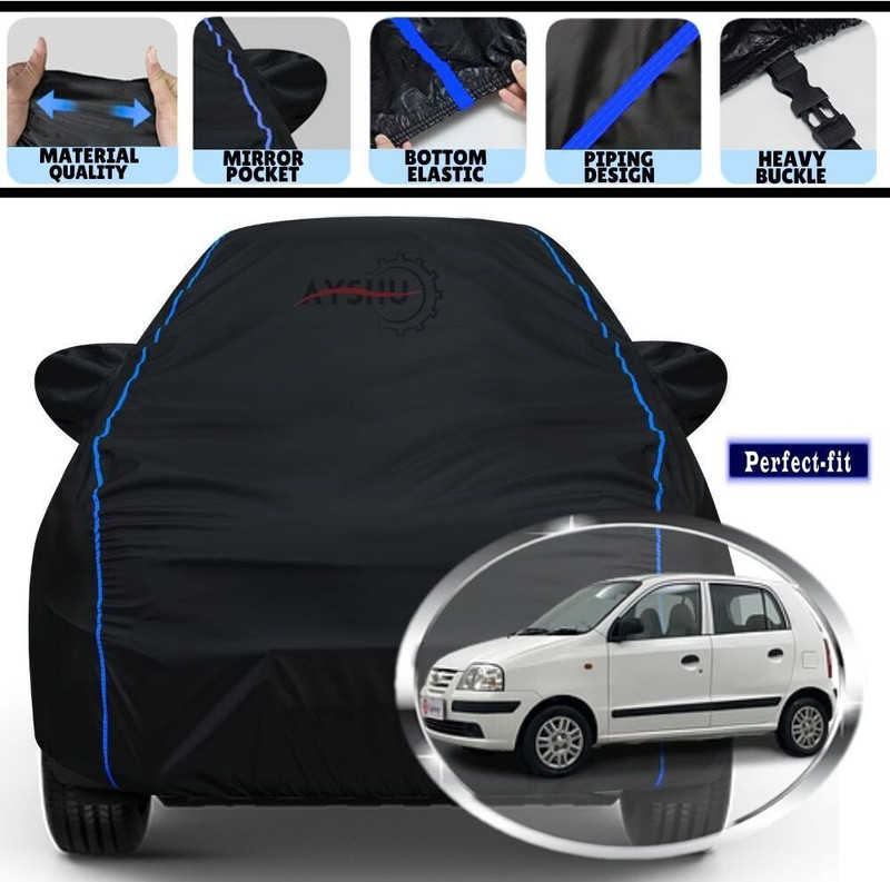 CoverXpert Car Cover For Hyundai Santro, Santro 1.0i, Santro Asta Petrol, Santro Embera, Santro Era Executive Petrol, Santro GLS I Euro I, Santro L2, Santro LS ZIP DRIVE (With Mirror Pockets)(Black, Blue)