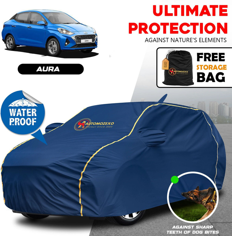 AUTOMOZEXO Car Cover For Hyundai Aura, Aura E Petrol, Aura S CNG, Aura S Petrol, Aura SX Petrol, Aura SX Plus Turbo Petrol (With Mirror Pockets)(Blue)