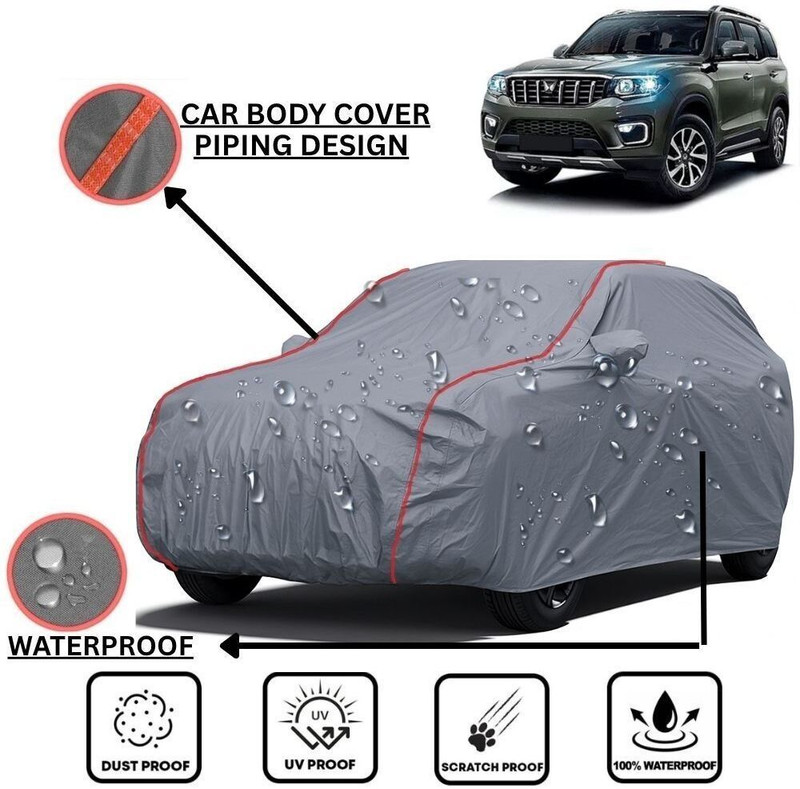 LE PRA Car Cover For Mahindra Scorpio N (With Mirror Pockets)(Grey, Red, For 2022, 2023, 2024, 2025, 2026 Models)
