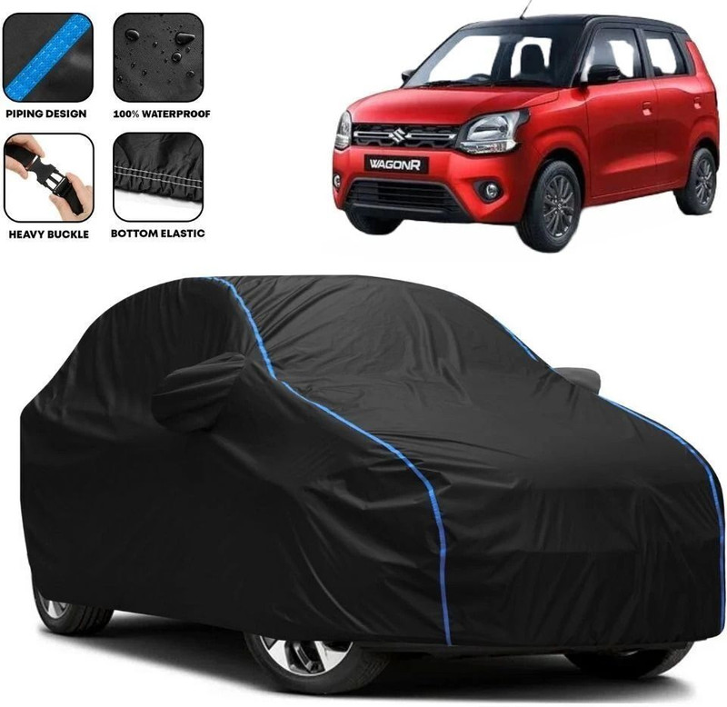 Amikan Car Cover For Maruti Suzuki WagonR, Wagon R VXI 1.2 Petrol, Wagon R 1.0, Universal For Car (With Mirror Pockets)(Black, For 2025 Models)