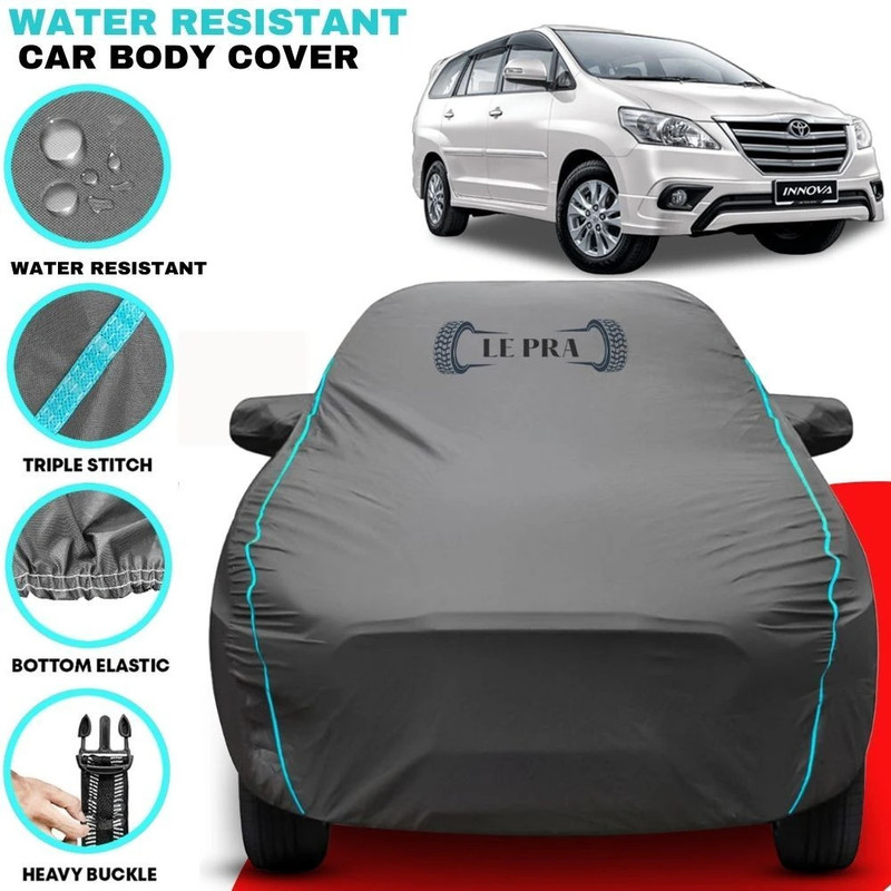 LE PRA Car Cover For Toyota Innova, Innova 2.0L, Innova 2.5 G (Diesel) 7 Seater, Innova 2.5 G (Diesel) 8 Seater, Innova 2.5 GX (Diesel) 7 Seater, Innova 2.5 GX (Diesel) 8 Seater, Innova 2.5 VX (Diesel) 7 Seater, Innova 2.5 VX (Diesel) 8 Seater, Innova 2.5 ZX Diesel 7 Seater, Innova Crysta (With Mirr