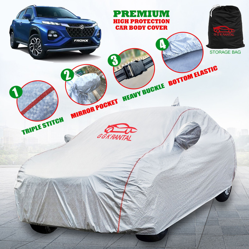 G G K RANTAL Car Cover For Maruti, Maruti Suzuki Fronx (With Mirror Pockets)(Silver, For 2023, 2024 Models)