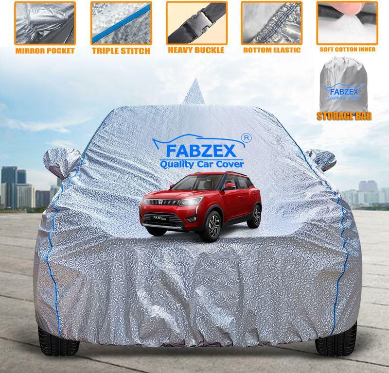 FABZEX Car Cover For Mahindra XUV 300, XUV300 W4 Diesel, XUV300 W6 Diesel, XUV300 W6 Petrol, XUV300 W6 AMT Diesel, XUV300 W4 Diesel, XUV300 W4 Petrol (With Mirror Pockets)(Silver, For 2019, 2020, 2021, 2022, 2023, 2024 Models)