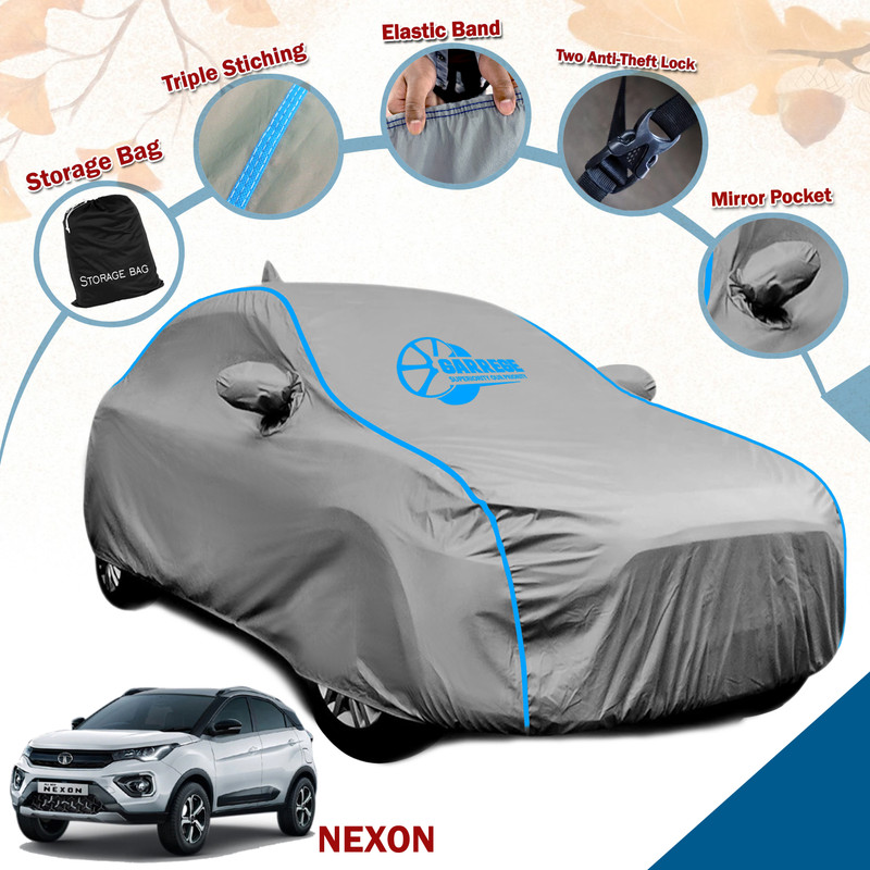 GARREGE Car Cover For Tata Nexon, Nexon 1.2 Revotron XE, Nexon 1.2 Revotron XM (With Mirror Pockets)(Grey, For 2017, 2018, 2019 Models)