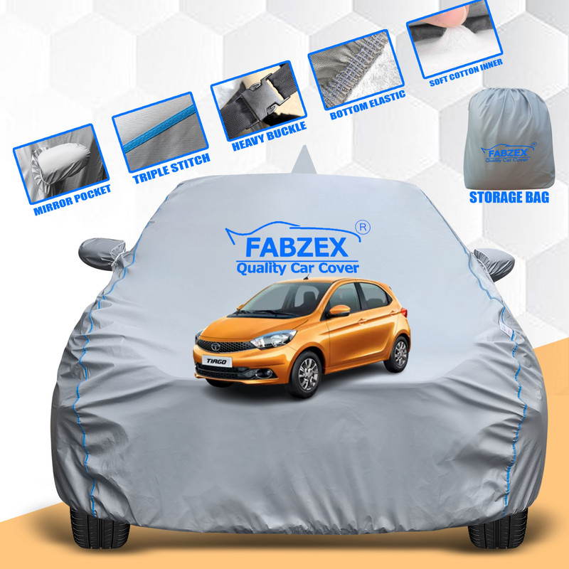 FABZEX Car Cover For Tata Tiago, Tiago 1.05 Revotorq XB, Tiago 1.05 Revotorq XE, Tiago 1.05 Revotorq XE Option, Tiago 1.05 Revotorq XM, Tiago 1.05 Revotorq XT, Tiago Facelift, Tiago XE Petrol, Tiago JTP Petrol, Tiago NRG AMT Petrol, Tiago NRG Diesel, Tiago NRG Petrol, Tiago XZ Plus Dual Tone Roof Pe