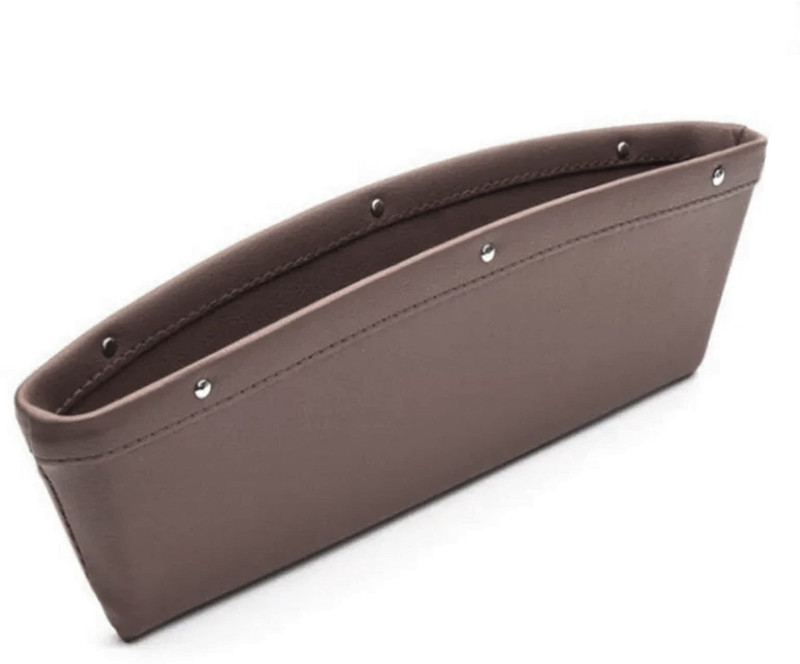 Augen Car Seat Gap Organizer PU Leather Storage Box Mobile & Card Holder Brown 1pk Tray Table