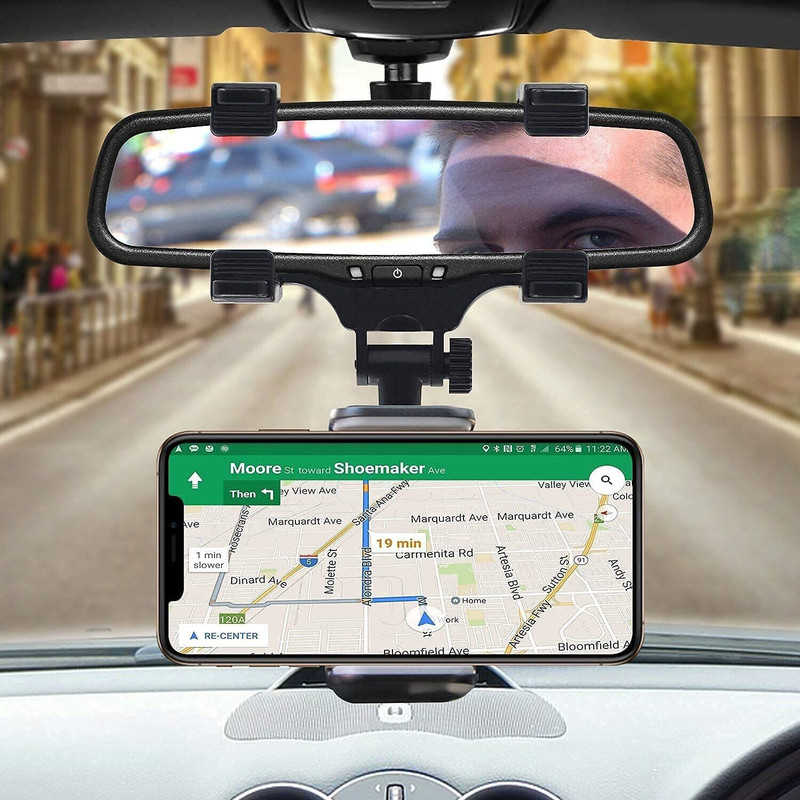icall Car Rear View Mirror Mobile Holder Windshield For Mobiles Size Upto 6.5" inch Mobile Holder