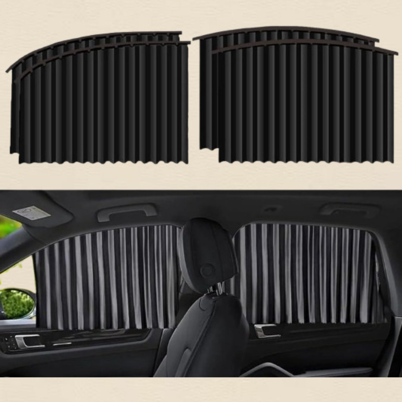 MOKSHARTH Car Window Sunshade Curtains with Easy Slide Adjustment Car Curtain