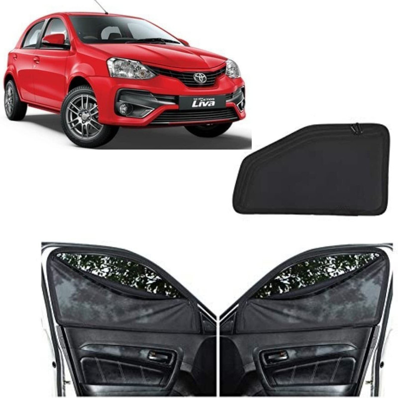 Ds enterprise Z Black Car Window Magnetic/Zipper Sun Shade for Toyota Etios Liva All Models Car Curtain