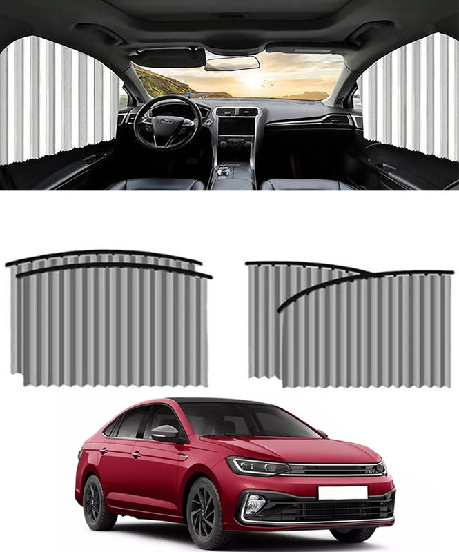 ABJD Universal Stretch Free Silver 4pcs Magnetic Curtain For Car Extra Protection-298 Car Curtain