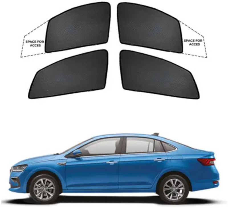 shreya's store Side Window Sun Shade For Skoda Slavia(Black)