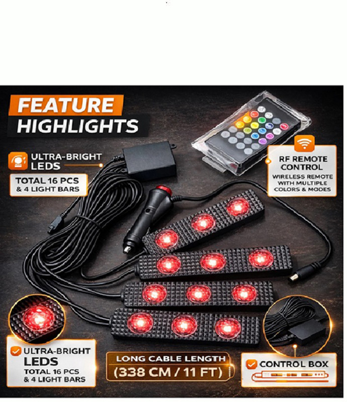 XZRTZ 4 in 1 Car Interior LED Atmosphere Star Light RGB Music Lamp Remote X226 Car Dash Indicator Lamp