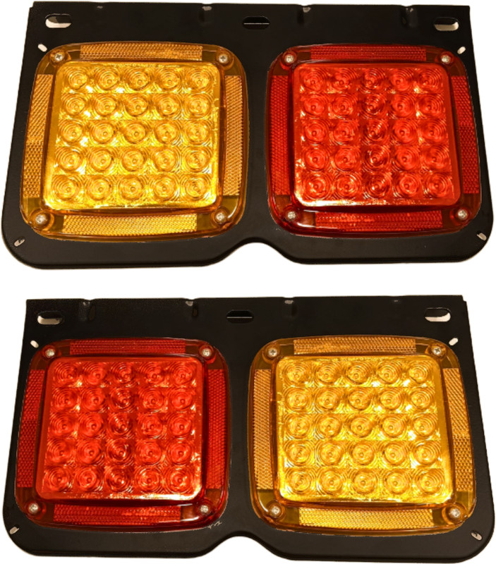 Apsmotiv 24V LED Red/Amber Rear Universal Tail Lights for Trucks, Trailers 2-Pack Car Dash Indicator Lamp