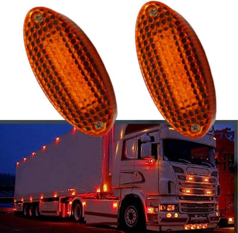 Apsmotiv 24V Led Side Marker Lamp Amber for Bus Trucks Side Clearance Marker Light Car Dash Indicator Lamp