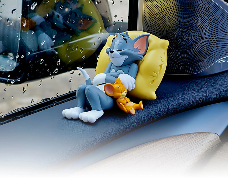 BRXR Tom & Jerry Cute Sleeping Car Interior Accessory Adorable Toy for Car Dashboard & Tabletop | Decorative Showpiece for Home & Office Collectible Figurine Car Dashboard Cover(Universal For Car Universal For Car)