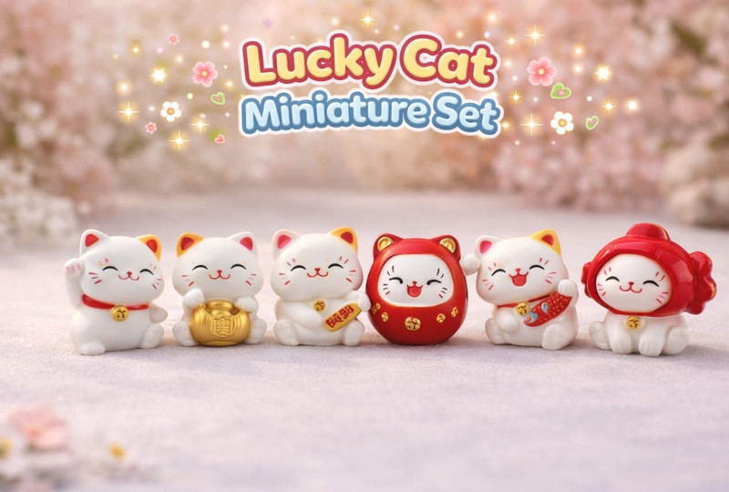 AAWADKRUPA ENTERPRISES Lucky cat miniature set Lucky Cat Miniature Set Car Dashboard Cover(Universal For Car 800, 500)