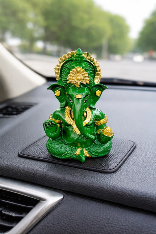 Sakshireligion Hare golden antique ganesh ji Hare golden ganesh ji Car Dashboard Cover(Maruti Suzuki Ertiga)