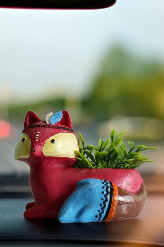 Kawai Homes RICD-FOX-OF Car Dashboard Accessories Toys Artificial Plants with Pot, Cute Resin Figurine Car Dashboard Cover(Universal For Car Universal For Car)