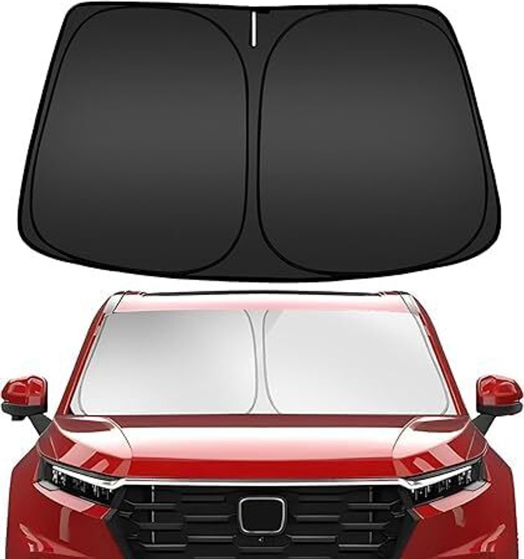 Sai Polyester Car Sun Shade Protector for Front Windshield – UV Rays & Sun Heat Sunshade for All Cars, Keeps Interior Cool & Protects Dashboard (Black) Car Dashboard Cover(Jeep i20 Active SX Petrol)