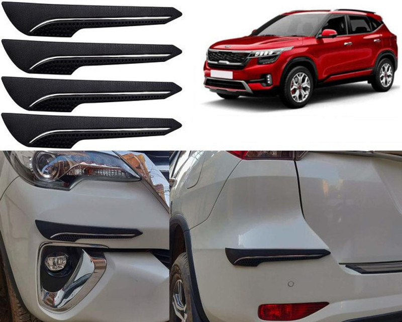 Selifaur Rubber Car Bumper Guard(Black, Pack of 4, Kia, Sonet)