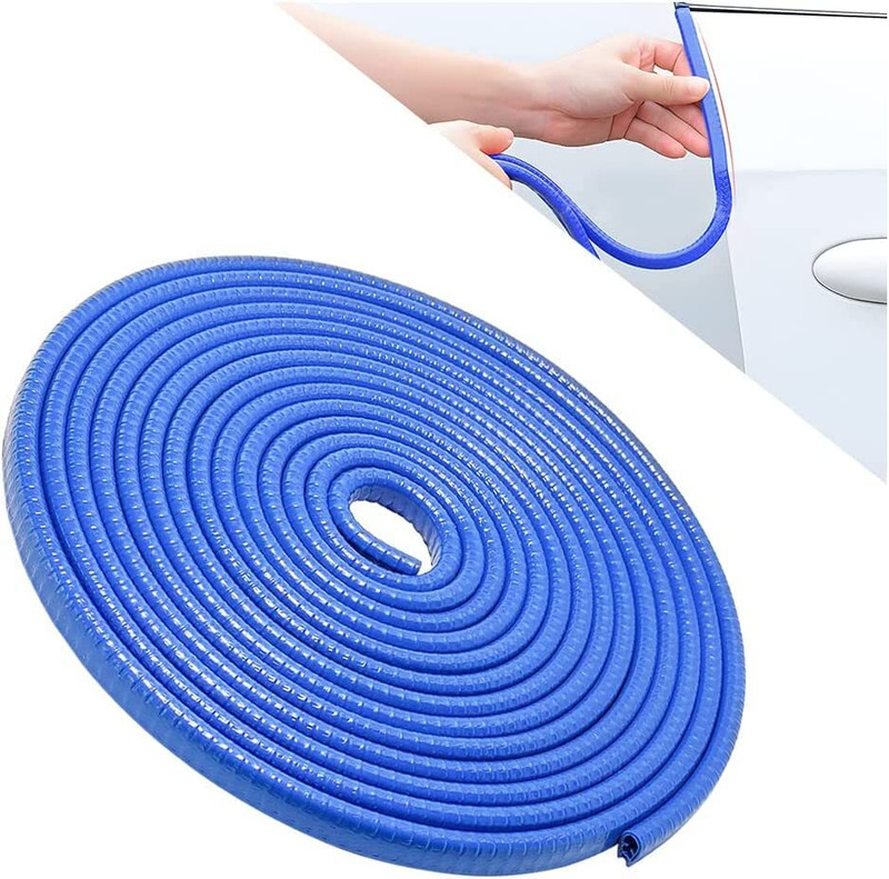 KAULDVISHE blue Car Door Edge Guards U Shape Edge Trim Rubber Strip Car Beading Roll For Door, Window(5 m)
