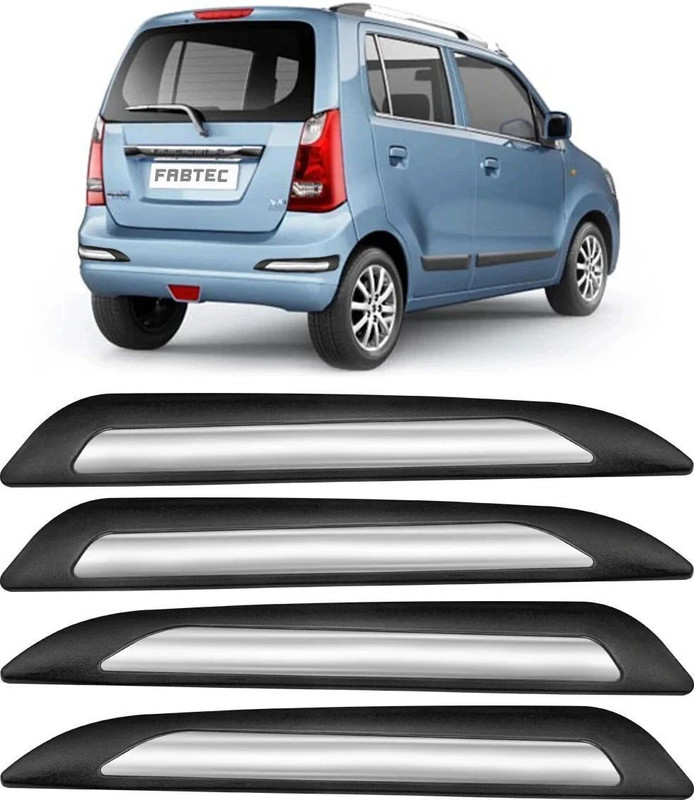 FABTEC Rubber, Stainless Steel Car Bumper Guard(Black, Pack of 4 Single Chrome, Maruti, WagonR)