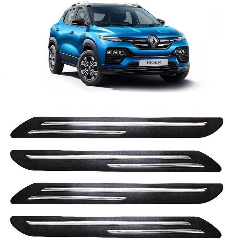 FitX Rubber, Carbon Steel Car Bumper Guard(Black, Silver, Pack of 4, Renault, Kiger)
