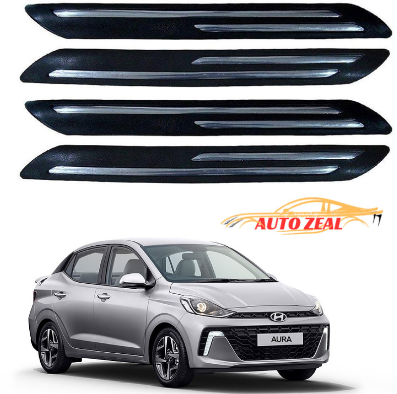 AutoZeal Rubber, Stainless Steel Car Bumper Guard(Black, Pack of 4, Hyundai, Aura S)