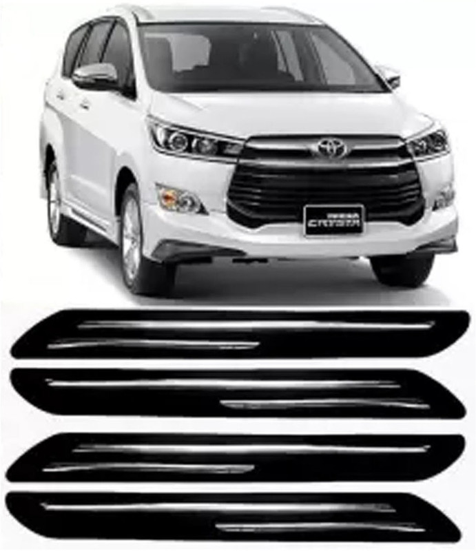 OOLTAH PAHIYA Plastic Car Bumper Guard(Black, Silver, Pack of 4, Toyota, Universal For Car)