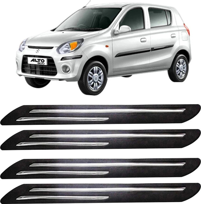 FABTEC Rubber, Microfibre, Stainless Steel Car Bumper Guard(Black, Pack of 4 set in pack of 1, Maruti, Alto 800)