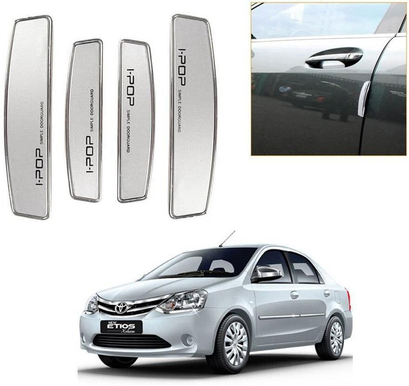 I-POP Plastic, Carbon Steel Car Door Guard(Silver, Pack of 4, Toyota, Etios)