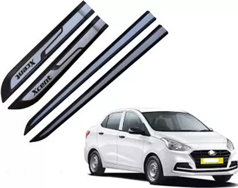 Ekaiva Plastic Car Door Guard(Black, Silver, Pack of 4 PCS SET, Hyundai, Xcent)