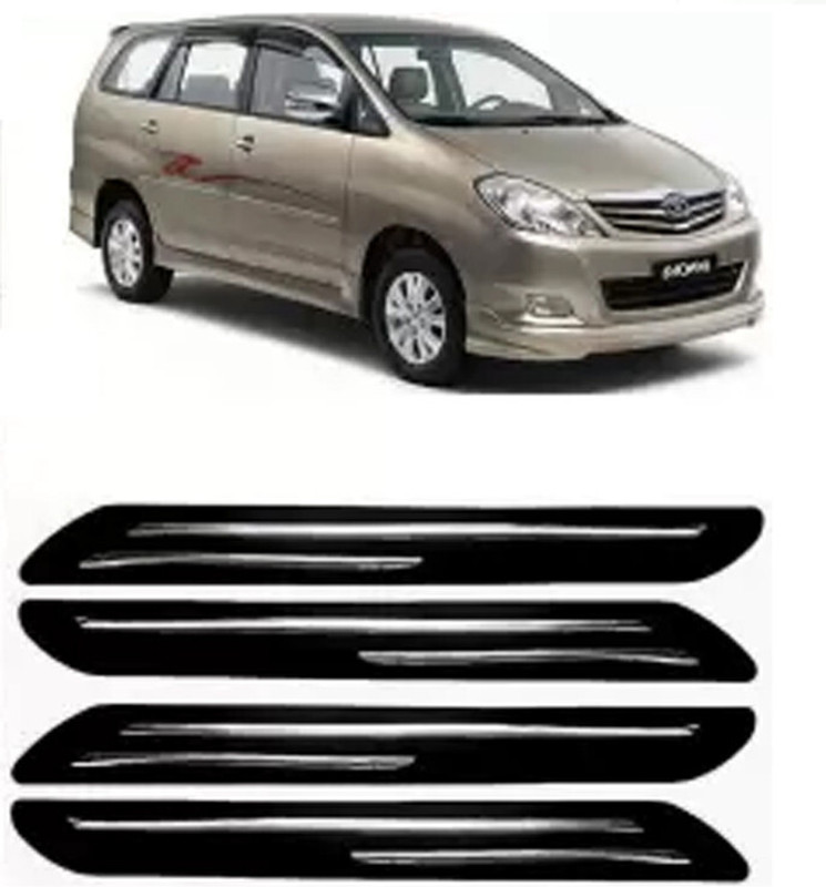 GS Grow n Shine Rubber Car Bumper Guard(Black, Silver, Pack of 4, Toyota, Innova)