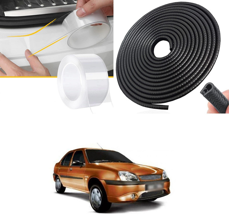 PRTEK Aluminium, Rubber Car Bumper Guard(Black, Pack of 2, Ford, Ikon)
