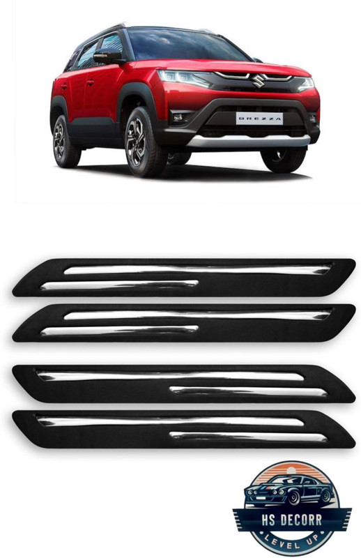HS DECORR Rubber Car Bumper Guard(Black, Silver, Pack of 4, Maruti, Vitara Brezza LDi)
