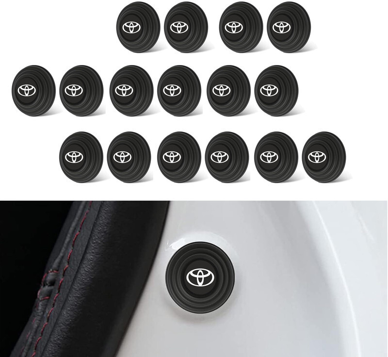 Allure Auto 16-Piece Car Door Shock Protection Cushions in Rubber For Toyota Car Door Panel(Black)