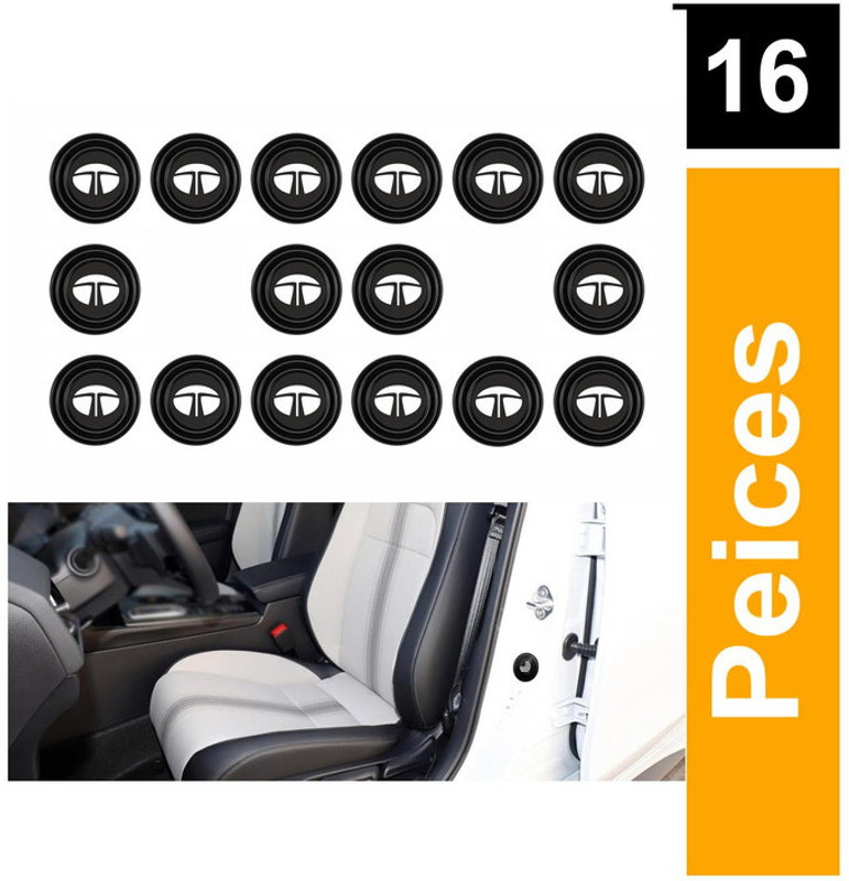 Mrs Fix 16 Pieces Car Door Shock Absorber Stickers | Rubber Guard For Tata Car Door Panel(Black)
