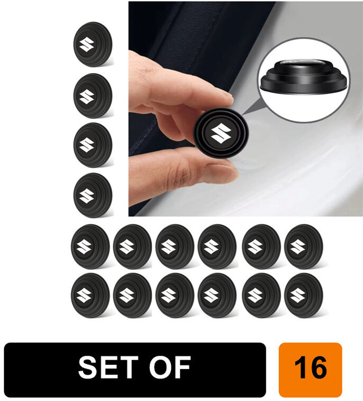 Buylogy Pack of 16 Rubber Car Door Shock Guard Pads Compatible For Suzuki Car Door Panel(Black)