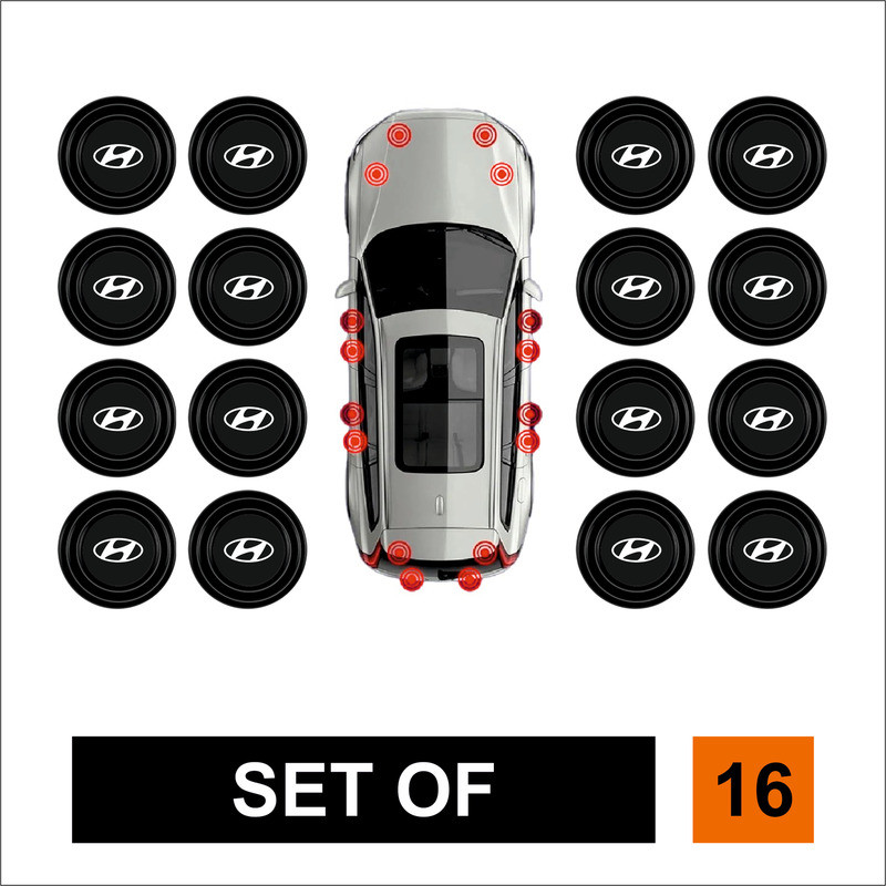 Allure Auto Set of 16 Car Door Shock Absorber Rubber Soundproofing Pads For Hyundai Car Door Panel(Black)