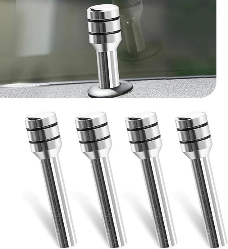 ANIMAZE 4Pcs Universal Aluminum Alloy Interior Car Door Lock Knob Pull Pins -Silver Car Door Pull Strap(Set of 4)