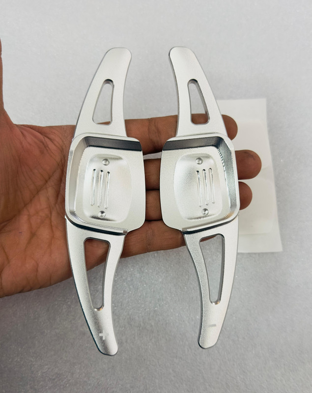 Auto MT 2PC CNC Metal Steering wheel paddles Shifter Virtus Voiks Car Extension (SILVER) Car Flywheel