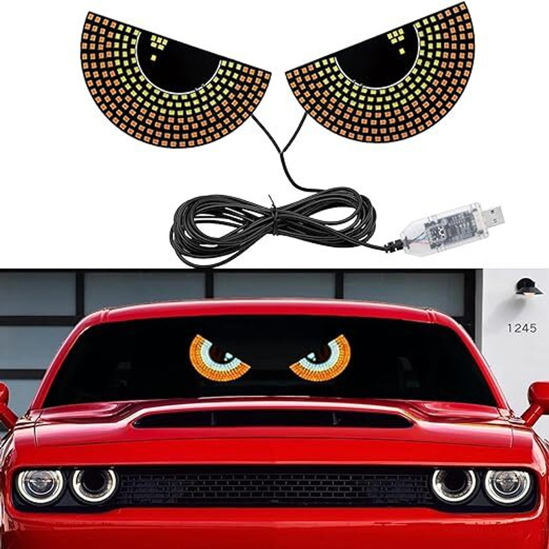 Cloudsale Devil Eyes For Car, Trucks Windows Windshield, Car Décor LED Smart Strobe Light Car Fancy Lights(Yellow, White)