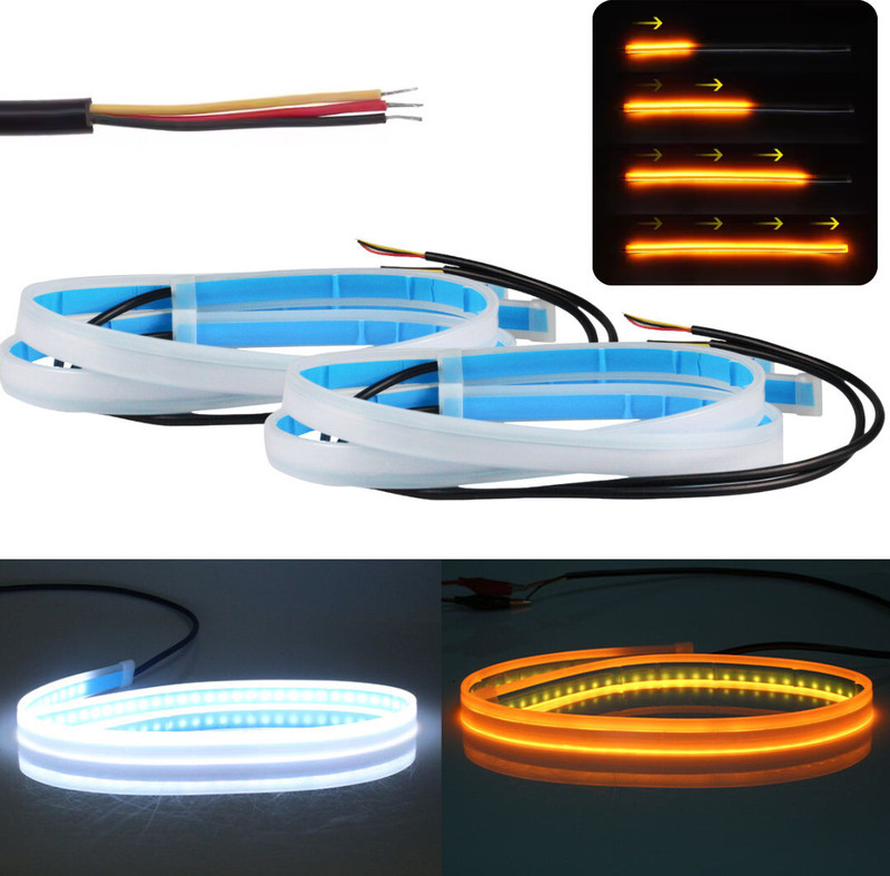 AutoPowerz Audi LED DRL Strip Light Dual Light Reflection Waterproof Car Fancy Lights(White, Blue)